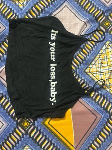 Black 'Its Your Loss, Baby' Crop Top