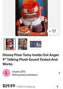 Disney Pixar Tomy Inside Out Anger 9 Talking plush