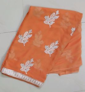 Chiffon Saree With Embroidery Design