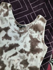 Brown &amp; White Tie-Dye Tank Top