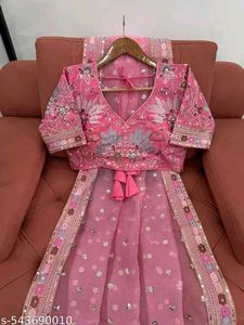Pink Embroidered SAREE WITH UNSTITCHED BLOUSE