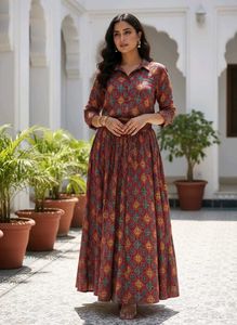 Stylish Printed Dress with shirt and lehenga