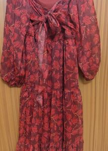 Floral Print Front Tie-knot Dress