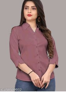 Mauve Button Down Shirt - 3/4 Sleeve