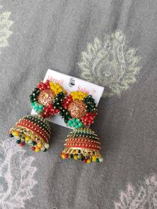Beaded Jhumka Earrings