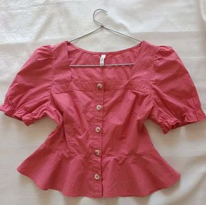 Peplum Button-Down Top