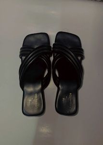 Black Crisscross Heeled Sandals