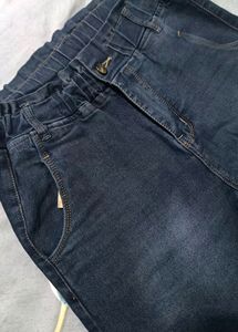 Charcoal Colour Jeans With Elastic Front Look