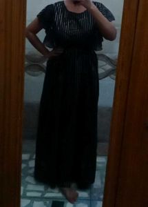 Black &amp; Golden Striped Maxi Dress