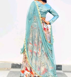 Holi Offer🎉Multi Tiger Print Lehenga Choli