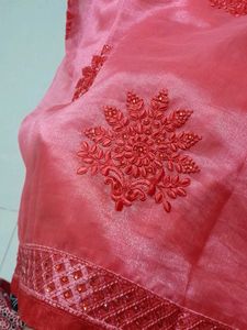 organza pink saree