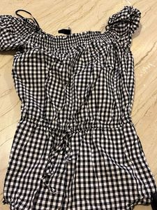 Gingham Off-Shoulder Romper