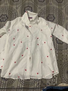 White Heart Print Shirt