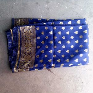 Blue Banarasi Silk Dress Material