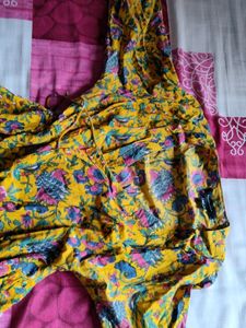 Yellow tie-knot slit anarkali Kurti