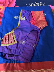 Royal Blue Red Saree