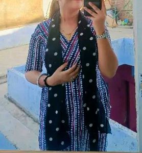Blue Printed 3/4 Sleeves Kurti💙