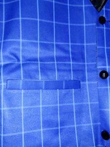 New Blue Checkered Formal Waistcoat