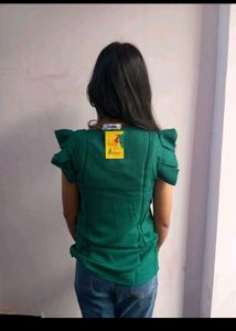 Green Ruffle Sleeve Top
