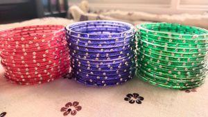 Glass Bangles In Colours:RED,PURPLE &amp; GREEN