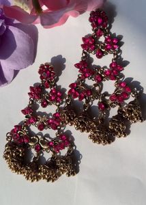 Pink Floral Jhumka Earrings