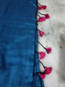 Blue &amp; Pink Tasseled Saree.