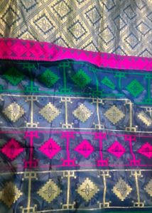 Totally New And Unworn Blue Embroidered Saree