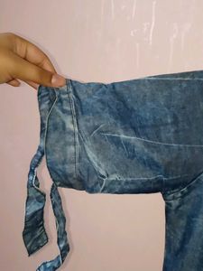 Denim shirt with patches