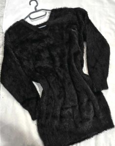 🎁 Buy1 Get1 Free Black Fuzzy V-Neck Sweater F