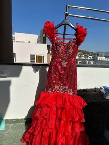 Red Fish Cut Trail Dress