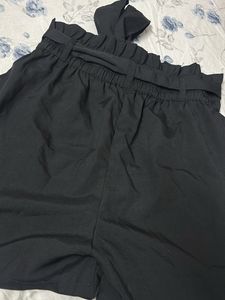 Black Paperbag Waist Shorts