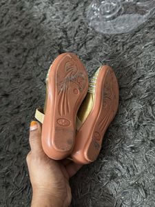 Girls Gold Embellished Flats