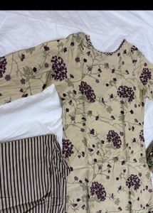 Beige 3 Piece Suit Set For Daily Wear