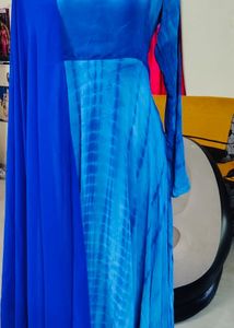 Blue tie dye dress with royalblue dupatta