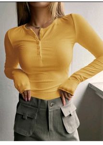 Ribbed Button-Down Top