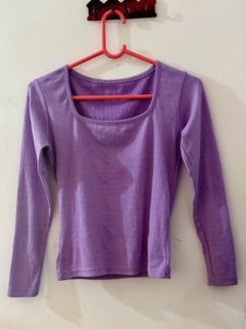 Lilac Square Neck Long Sleeve Top