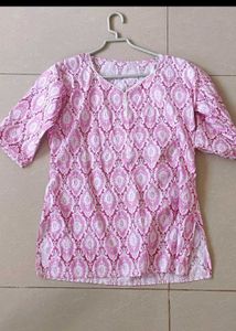 Pink Patterned Short Kurti