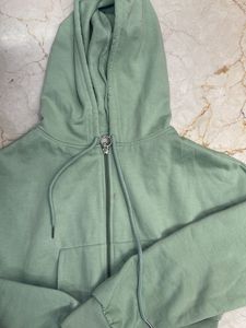 Green Cropped Zip Hoodie
