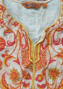 Rangriti Peach Straight Kurta