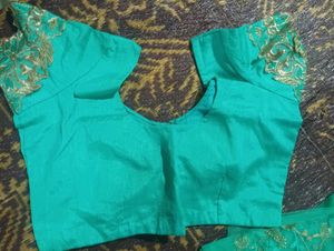 Green Embroidered Saree Blouse
