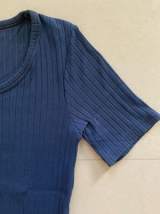 ZARA Blue Ribbed Tee