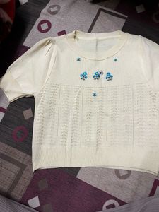 Cute Embroidered Knit Top
