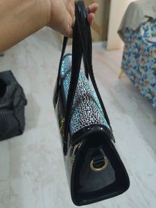 Stylish Snake Print &amp; Rhinestone Handbag