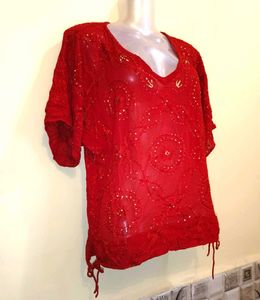 🎁Buy 2 Get 1 Free 🎁Size L/XL Red Embroidered To