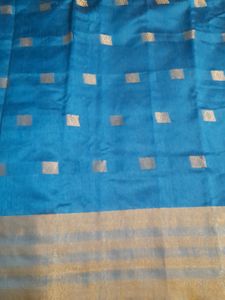 Peacock Blue Grand Saree with Contrast Blouse