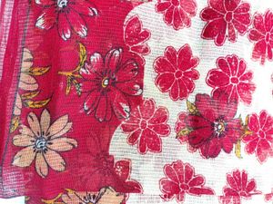 Red Floral Print Saree