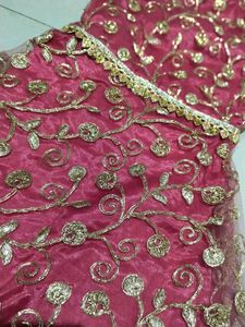 Elegant redish Garara with golden embroidery