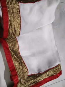 Elegant White Saree With Ready Paded Long Blouse