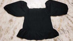 Black Puff Sleeve Top