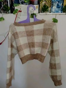 Beige Checkered Sweater